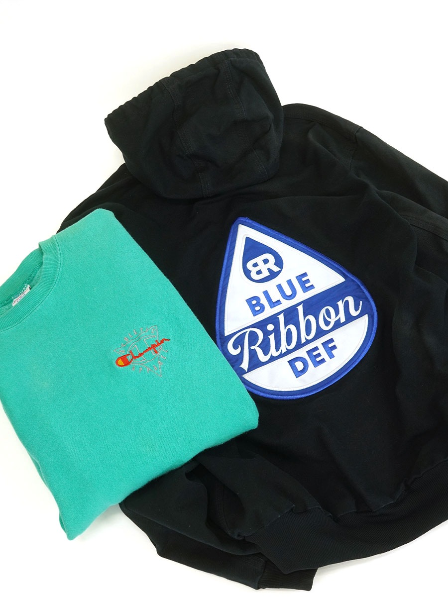 90'S CHAMPION REVERSE WEAVE CRUE SCRIPT LOG EMERALD GREEN (SIZE. X LARGE) MADE IN USA