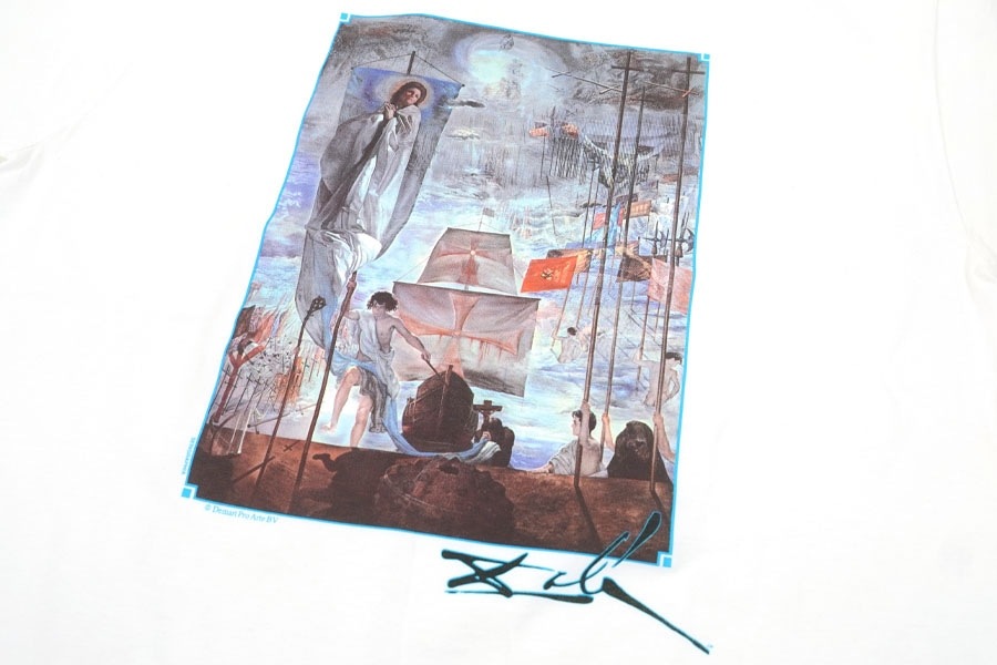 90's JERZEES SALVADOR DALI ''THE DISCOVERY OF AMERICA BY CHRISTOPHER COLUMBUS'' アートTシャツ 白 表記(L) NOS