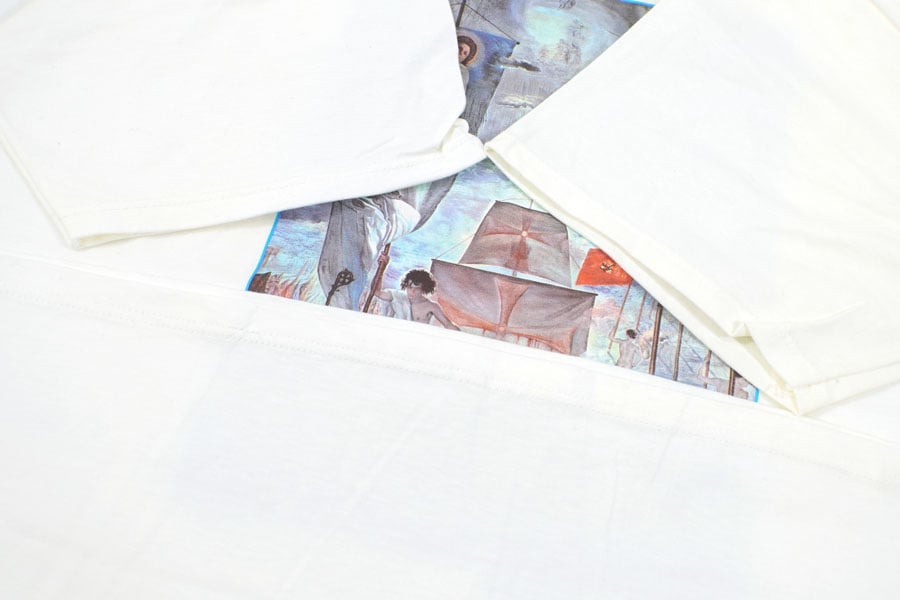 90's JERZEES SALVADOR DALI ''THE DISCOVERY OF AMERICA BY CHRISTOPHER COLUMBUS'' アートTシャツ 白 表記(L) NOS