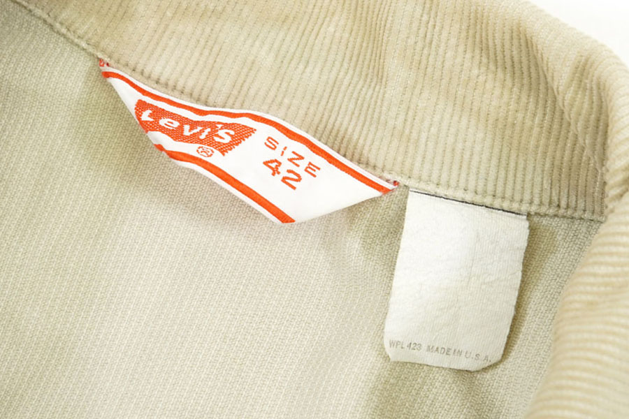 70'S LEVI'S 70505 COURDUROY JACKET BEIGE (SIZE.42)