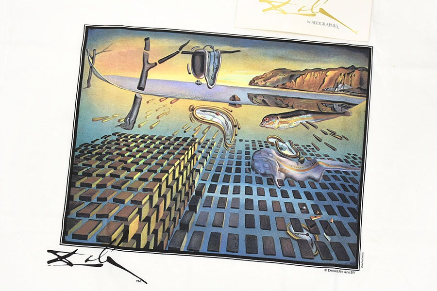 90's JERZEES SALVADOR DALI ''THE PERSISTENCE OF MEMORY'' アートTシャツ 白 NOS