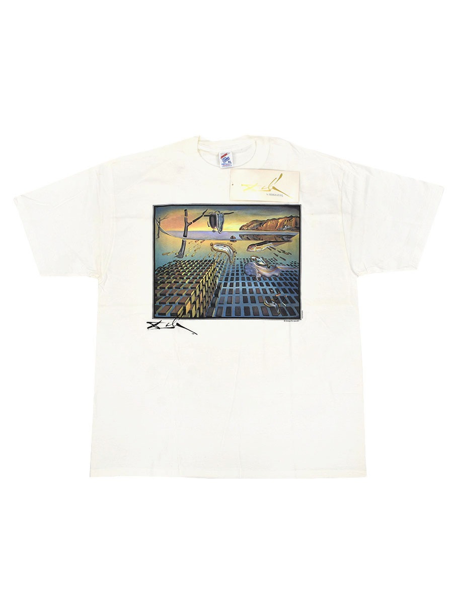 90's JERZEES SALVADOR DALI ''THE PERSISTENCE OF MEMORY'' アートTシャツ 白 NOS