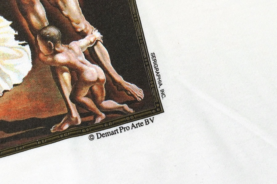 90's JERZEES SALVADOR DALI ''GEOPOLITICUS CHILD WATCHING THE BIRTH OF THE NEW MAN'' アートTシャツ 白 NOS