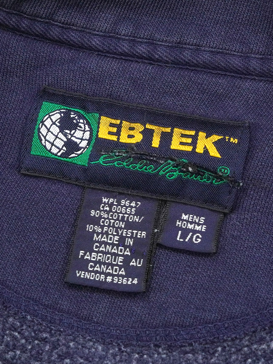 90'S EDDIER BAUER EBTEK HALF ZIP SWEAT SHIRT NAVY (SIZE.LARGE)