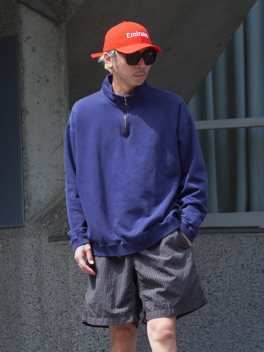 90'S EDDIER BAUER EBTEK HALF ZIP SWEAT SHIRT NAVY (SIZE.LARGE)