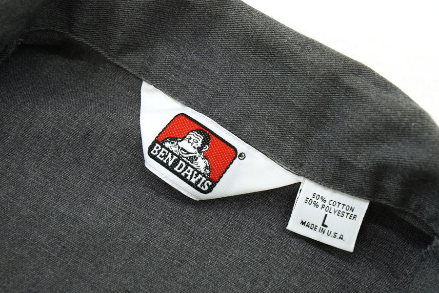USA製 BEN DAVIS ハーフジップ半袖シャツ 表記(L) チャコールグレー