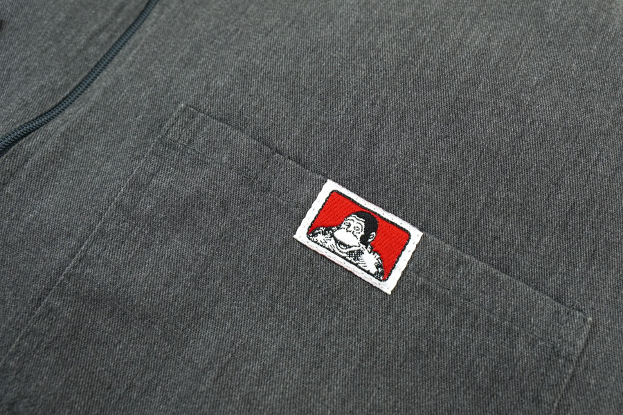 USA製 BEN DAVIS ハーフジップ半袖シャツ 表記(L) チャコールグレー