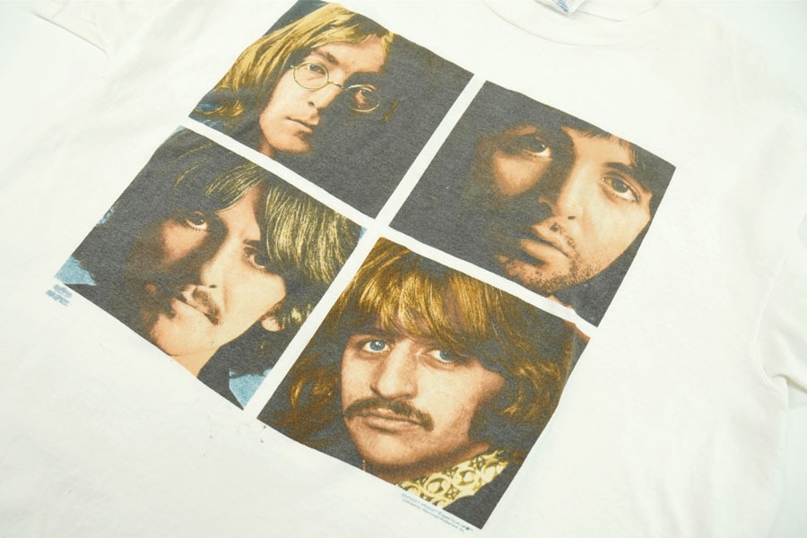 80's～ Hanes ''BEATLES'' 両面プリント 白ボディ Tシャツ 表記(XL) USA製