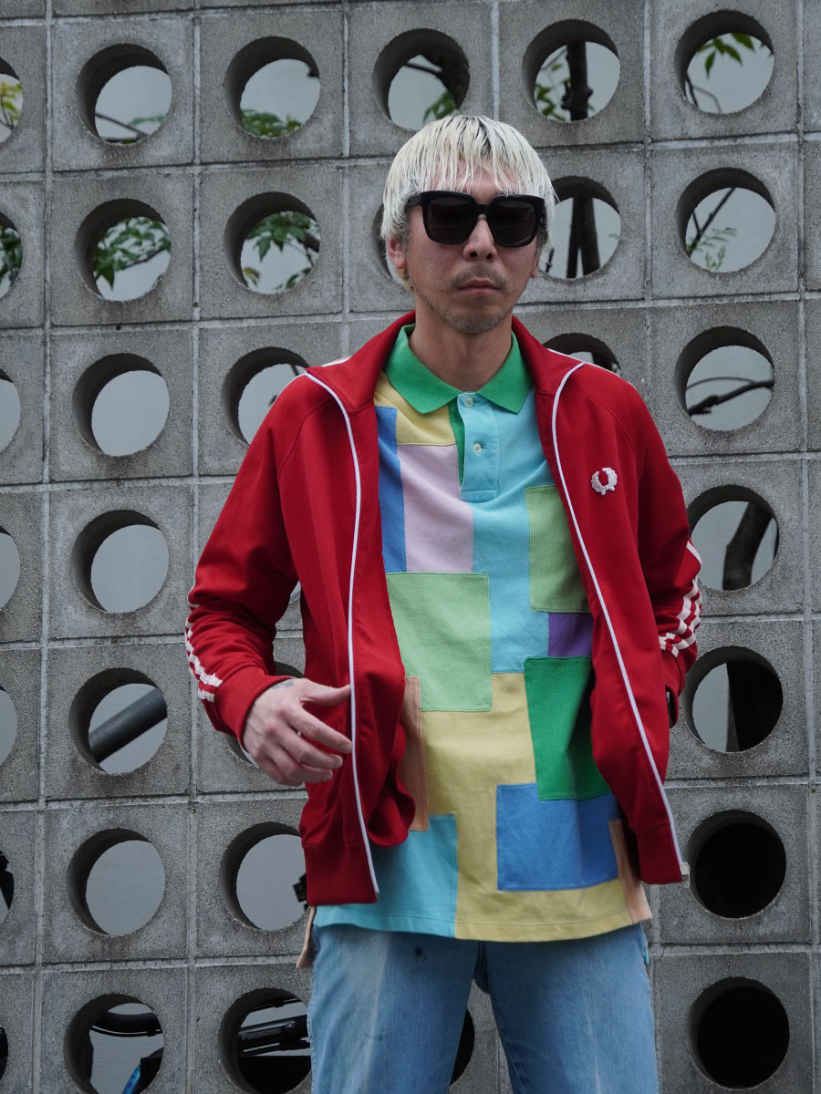 80'S FRED PERRY TRACK JERSEY RED/WHITE (SIZE.MEDIUM) MADE IN PORTUGAL