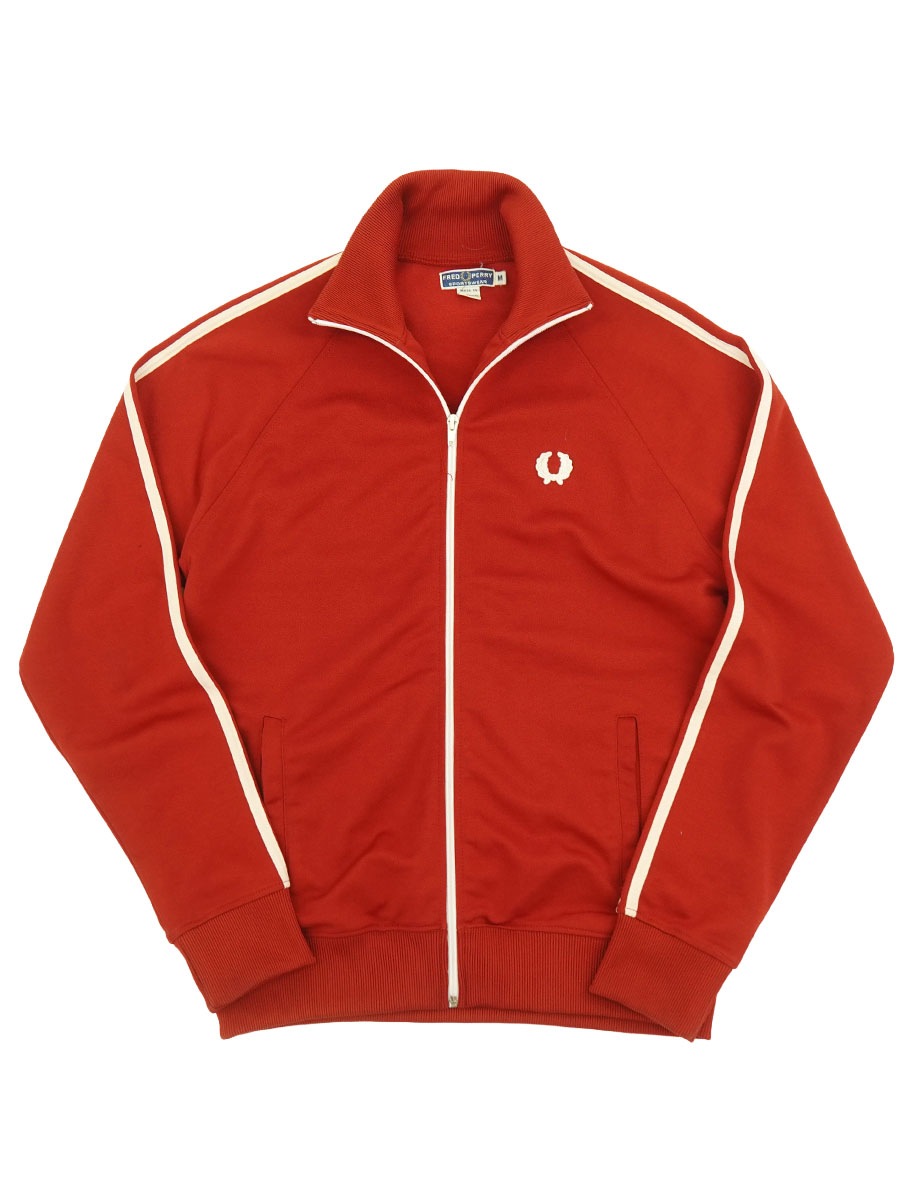 80'S FRED PERRY TRACK JERSEY RED/WHITE (SIZE.MEDIUM) MADE IN PORTUGAL