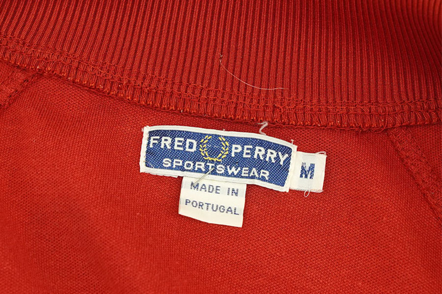 80'S FRED PERRY TRACK JERSEY RED/WHITE (SIZE.MEDIUM) MADE IN PORTUGAL