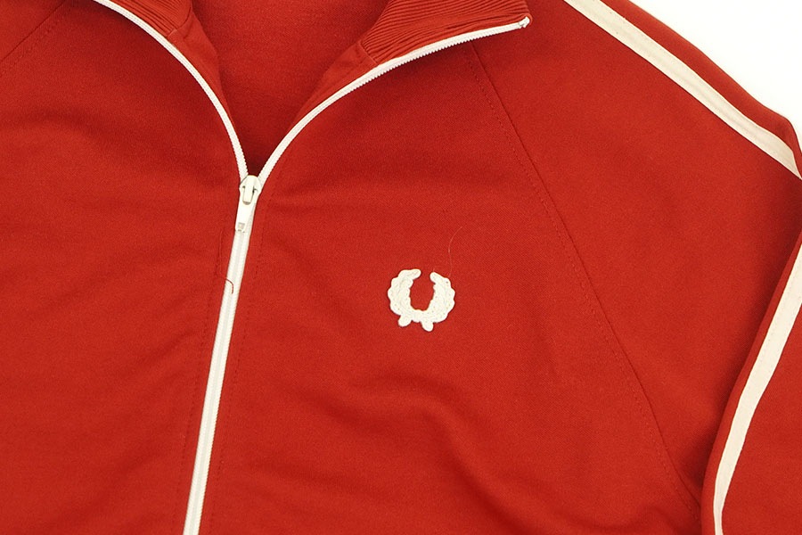 80'S FRED PERRY TRACK JERSEY RED/WHITE (SIZE.MEDIUM) MADE IN PORTUGAL
