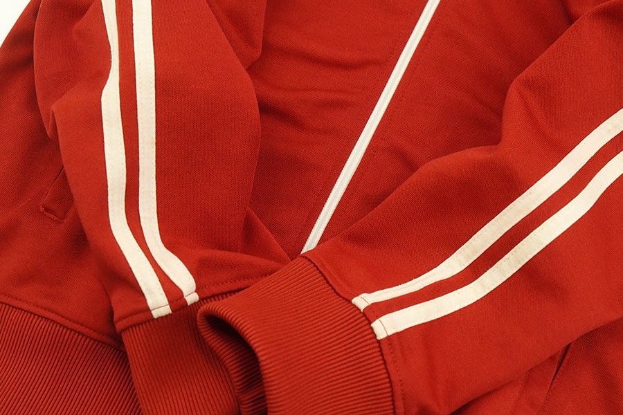 80'S FRED PERRY TRACK JERSEY RED/WHITE (SIZE.MEDIUM) MADE IN PORTUGAL