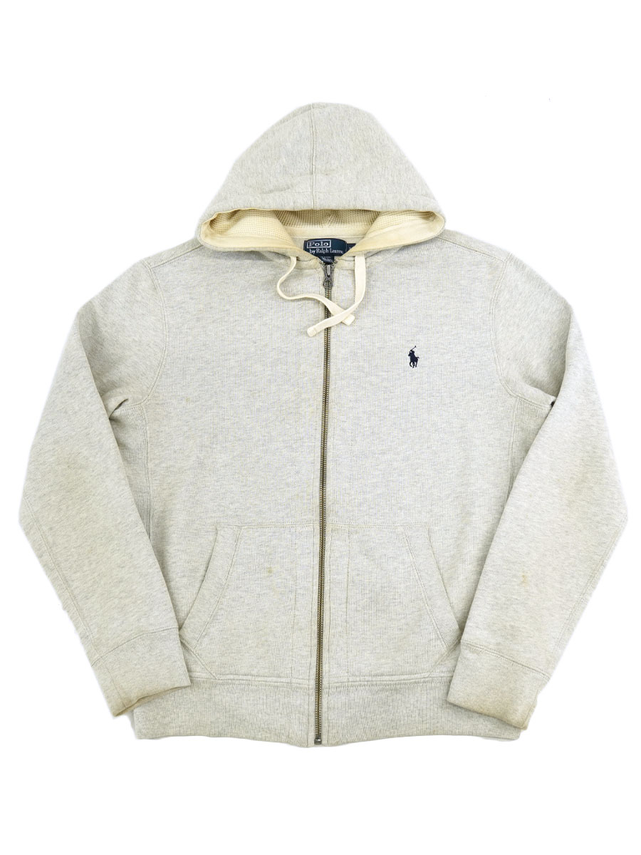 ラルフローレン フード裏サーマル フルジップスウェットパーカ 表記(L) オートミール