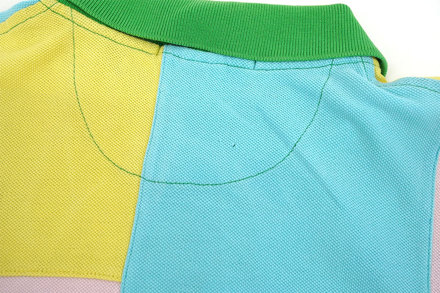 RALPH LAUREN 100％ COTTON PATCH WORK！ POLO S/S SHIRT (SIZE.LARGE)