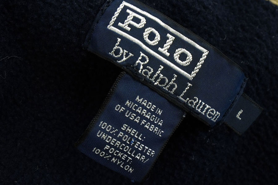 90's ラルフローレン フリース スウィングトップ ネイビー 表記(L) USA製