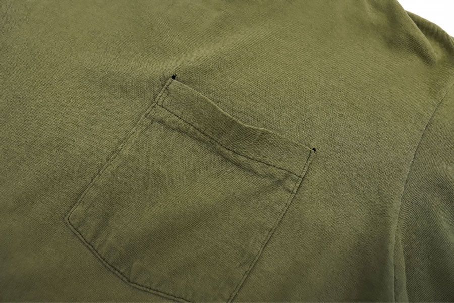 90's FRUIT OF THE LOOM 無地 ポケット付きTシャツ オリーブグリーン 表記(L) USA製