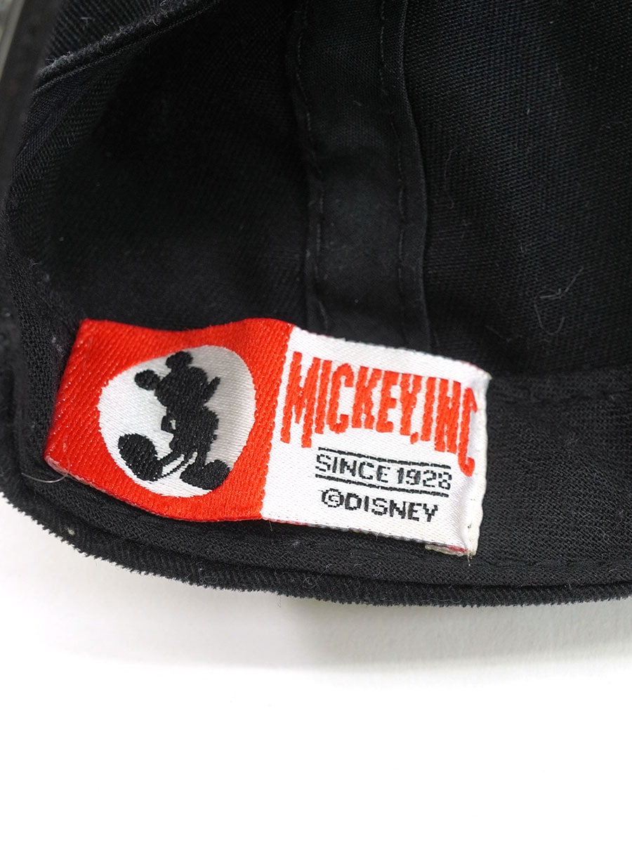 90's MICKEY,INC ''DISNEY'' 刺繍 キャップ ブラック (SIZE.ONE SIZE FITS) 