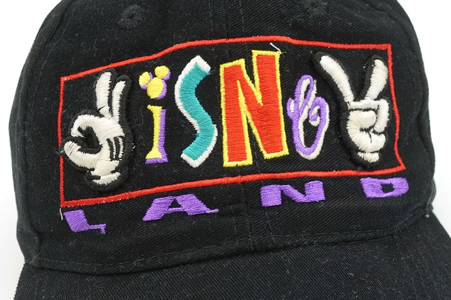 90's MICKEY,INC ''DISNEY'' 刺繍 キャップ ブラック (SIZE.ONE SIZE FITS) 