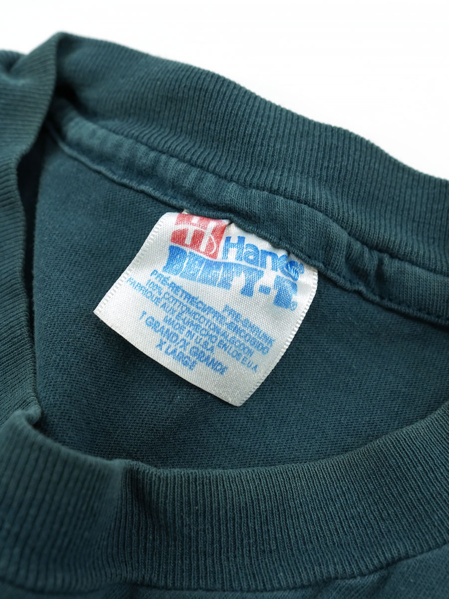 90's Hanes 無地 100%コットン Tシャツ スモークブルー 表記(XL) USA製