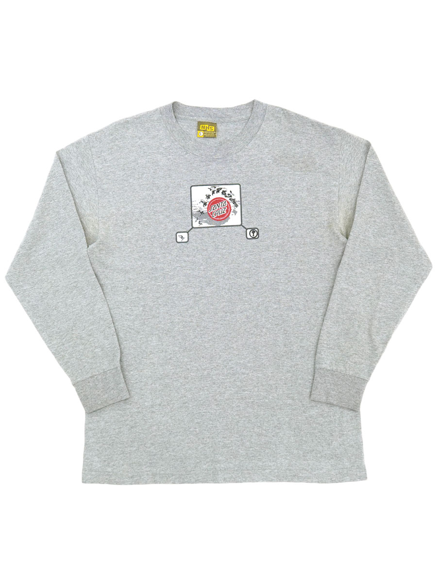 90's NHS ''SANTA CRUZ SNOWBOARDS'' ロングスリーブTシャツ グレー 表記(L) USA製