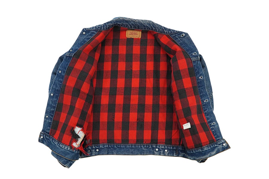 80's Levi's 70411 デニムジャケット 赤黒チェック フランネルライナー 表記(40) USA製