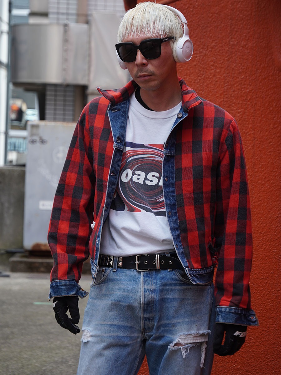 80's Levi's 70411 デニムジャケット 赤黒チェック フランネルライナー 表記(40) USA製