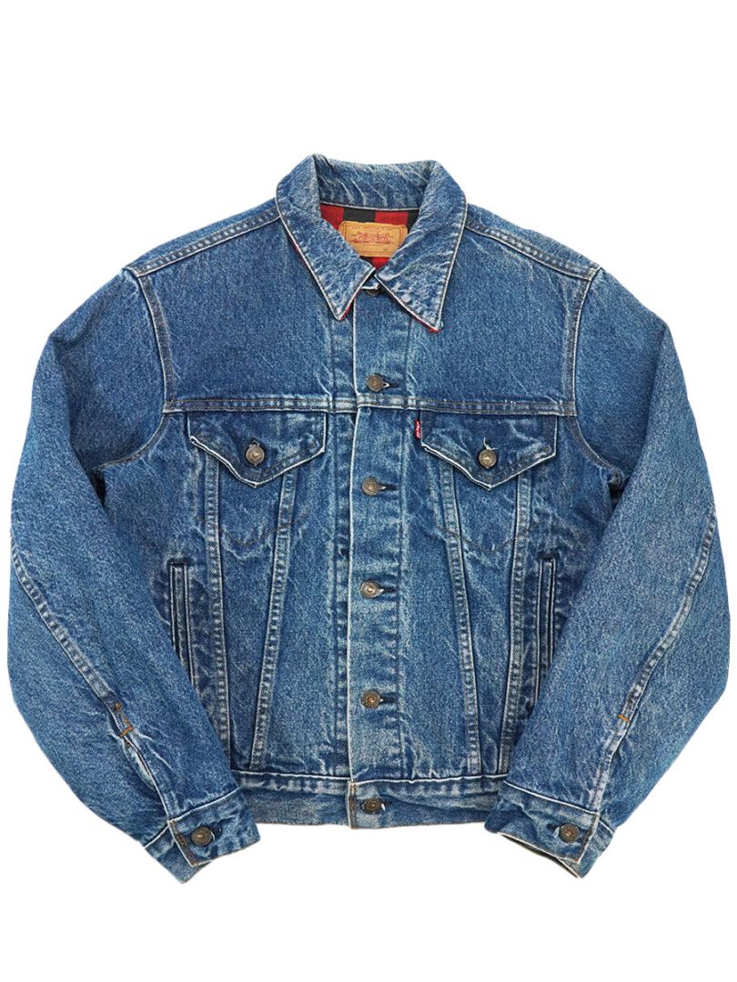 80's Levi's 70411 デニムジャケット 赤黒チェック フランネルライナー 表記(40) USA製