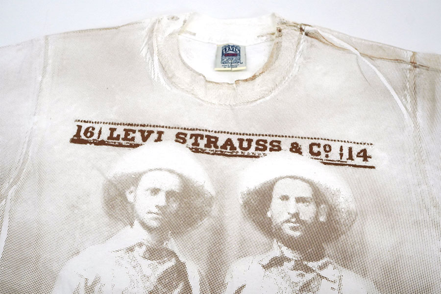 90's LEVI'S SHIRTS ''LEVI STRAUSS&CO.'' オールオーバープリント Tシャツ 表記(M) USA製