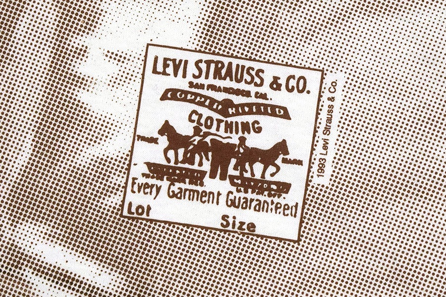 90's LEVI'S SHIRTS ''LEVI STRAUSS&CO.'' オールオーバープリント Tシャツ 表記(M) USA製
