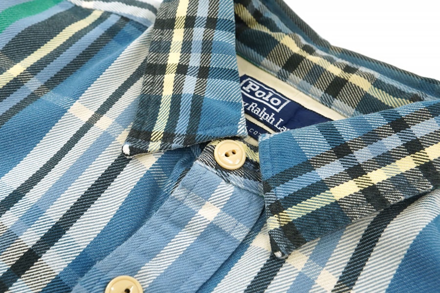 ラルフローレン 100%コットン L/Sチェックシャツ フラップウォッチポケット 表記(L)