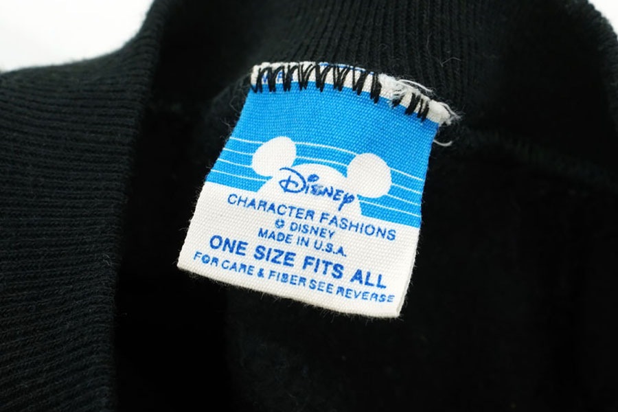 80's Disney ミッキーマウス フェルトプリント 袖ライン スウェット 表記(ONE SIZE FITS ALL) USA製