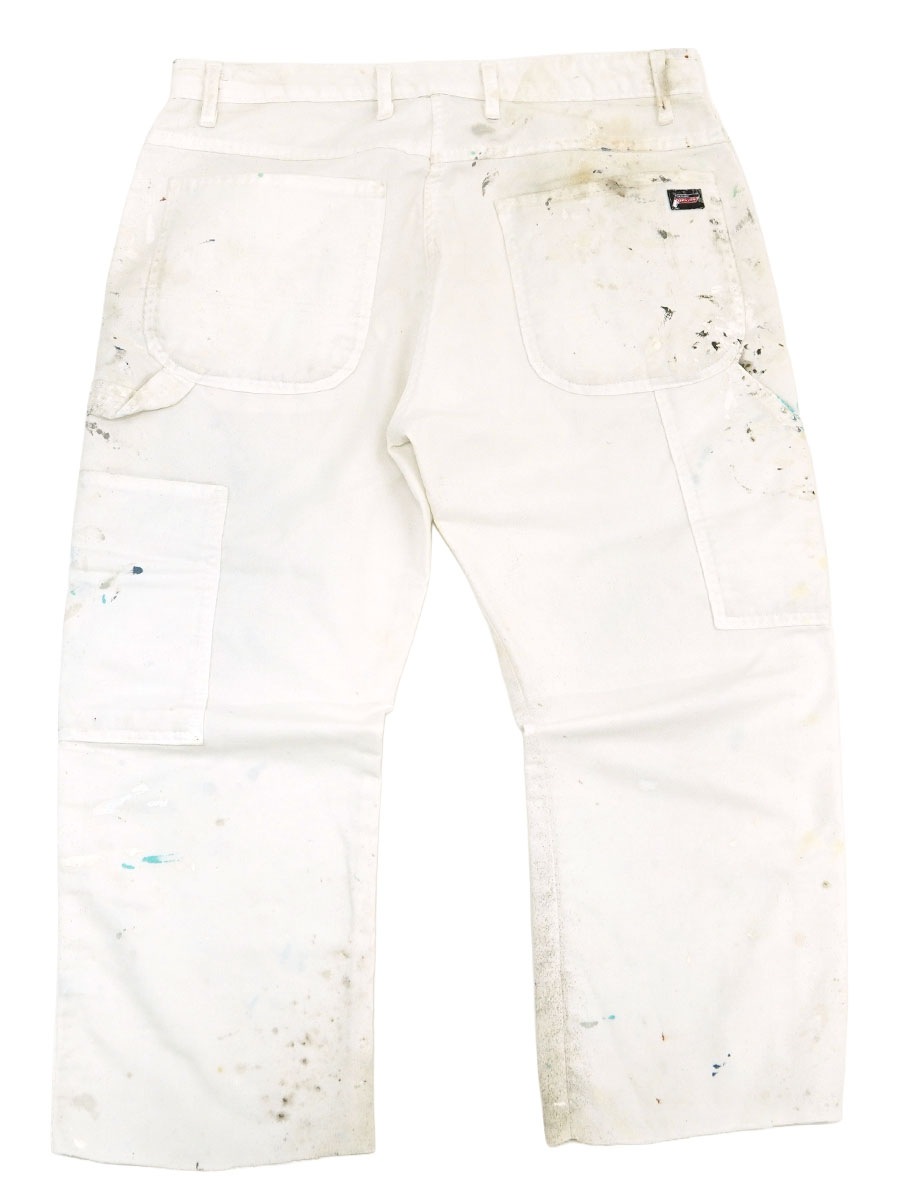 Dickies カットオフ コットンペインターパンツ ペンキ ホワイト 実寸(W35 L24位)