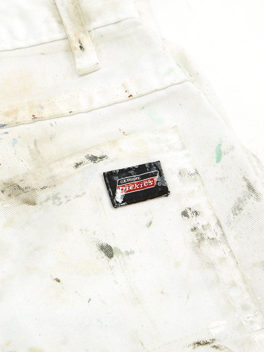Dickies カットオフ コットンペインターパンツ ペンキ ホワイト 実寸(W35 L24位)