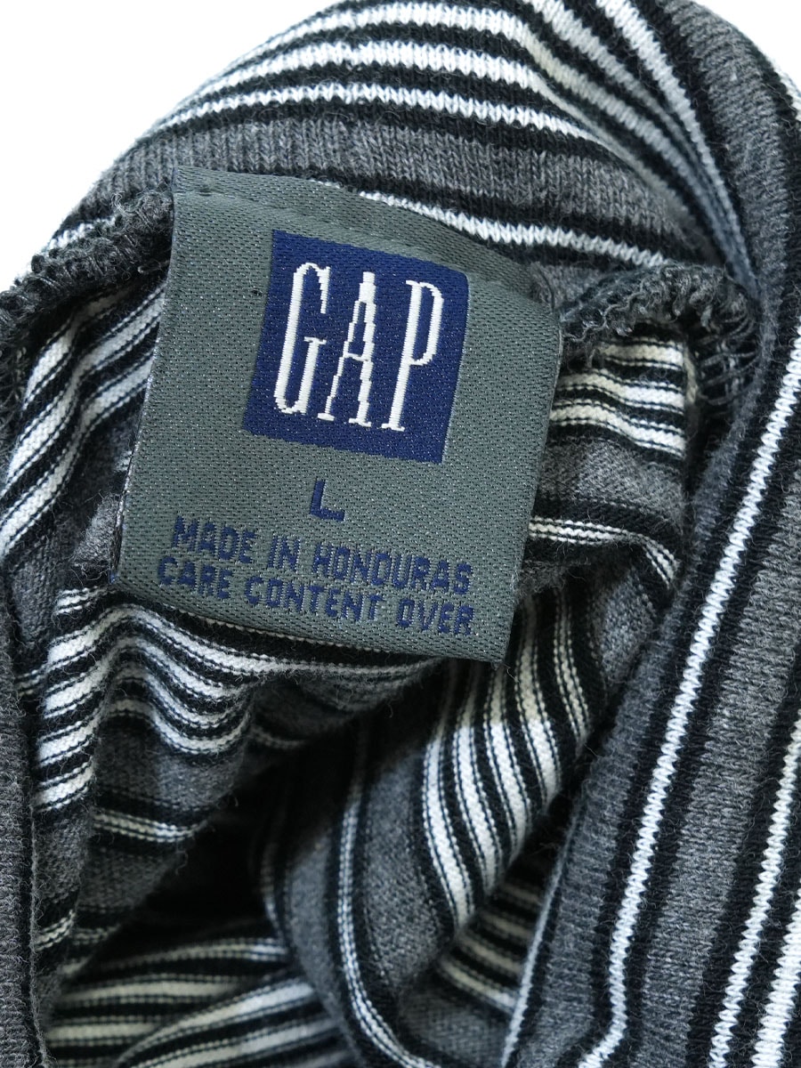 00's GAP 100%コットン ボーダー タートルネックカットソー 表記(L)