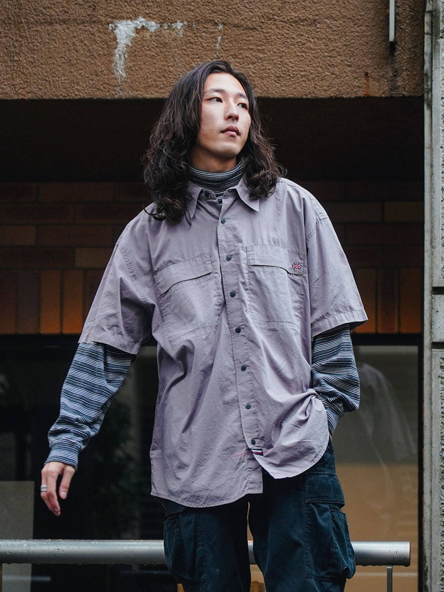 00's GAP 100%コットン ボーダー タートルネックカットソー 表記(L)
