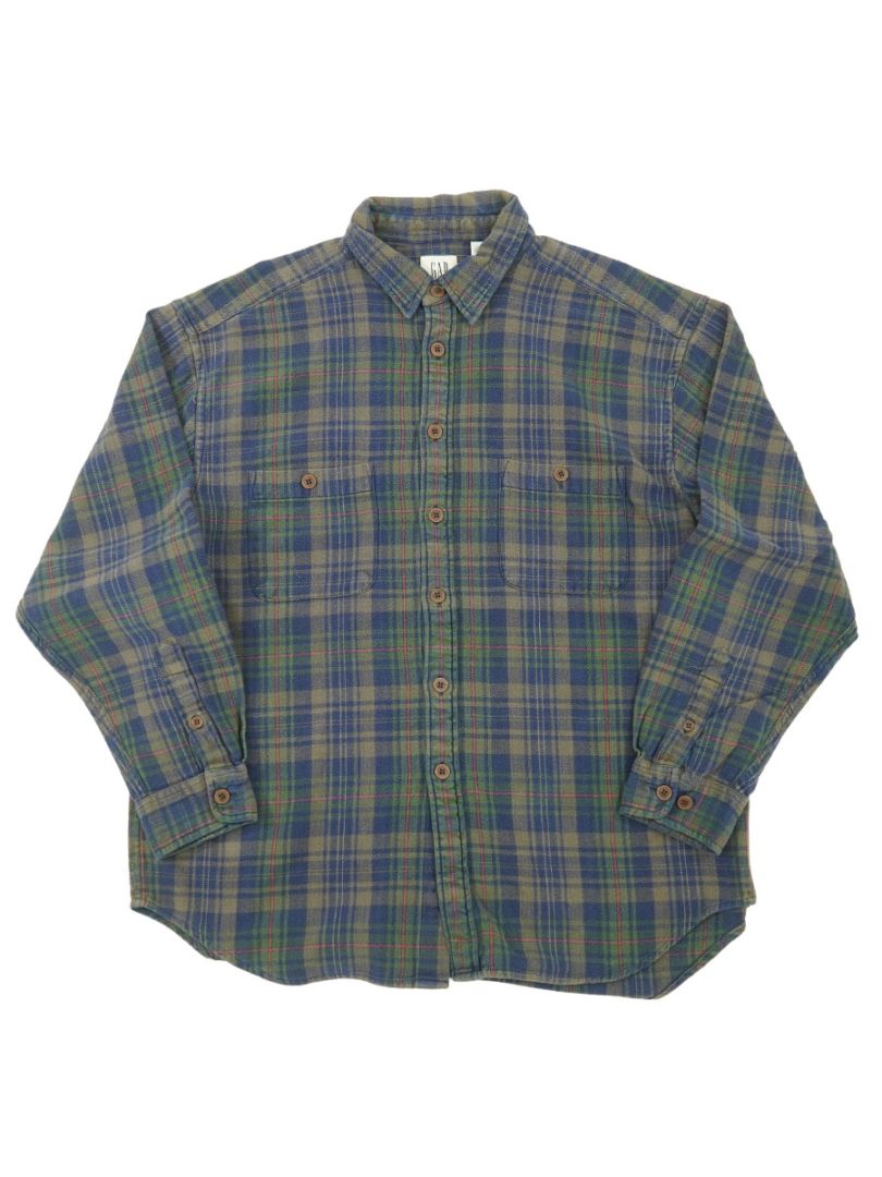 90's OLD GAP 好配色チェック フランネルシャツ 表記(XL) 