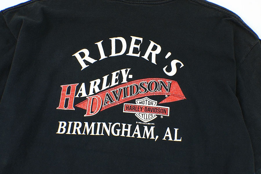 90's HARLEY-DAVIDSON ''HARLEY-DAVIDSON HEART OF STEEL'' 両面プリント Tシャツ ブラック 表記(XL) USA製