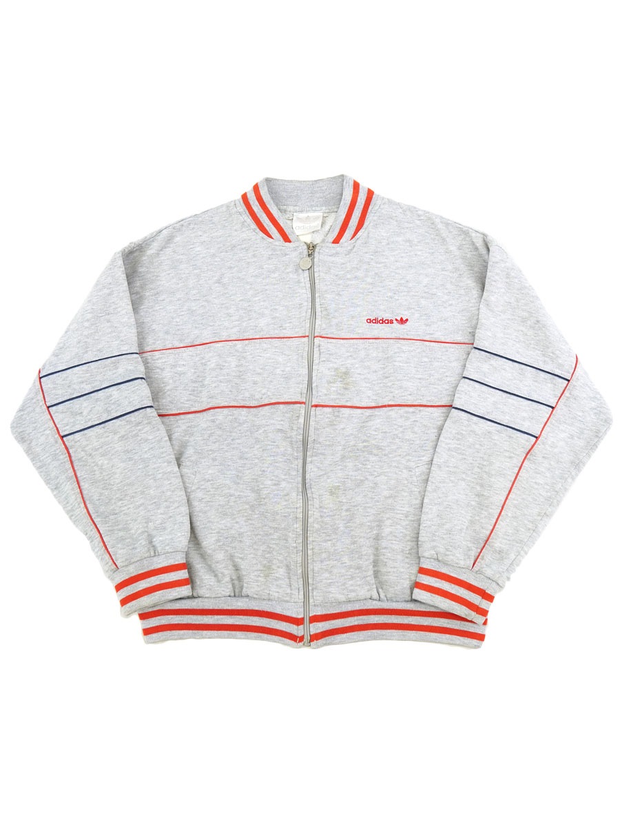 80's adidas パイピングライン フルジップスウェット 実寸(M位)