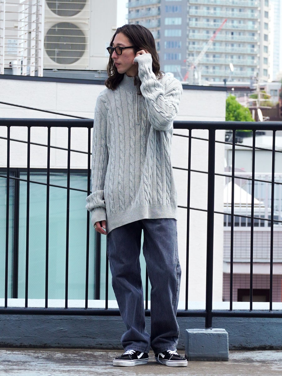 ラルフローレン ケーブル編み シルク×カシミア H/Z ニットセーター フェザーグレー 表記(XXL)