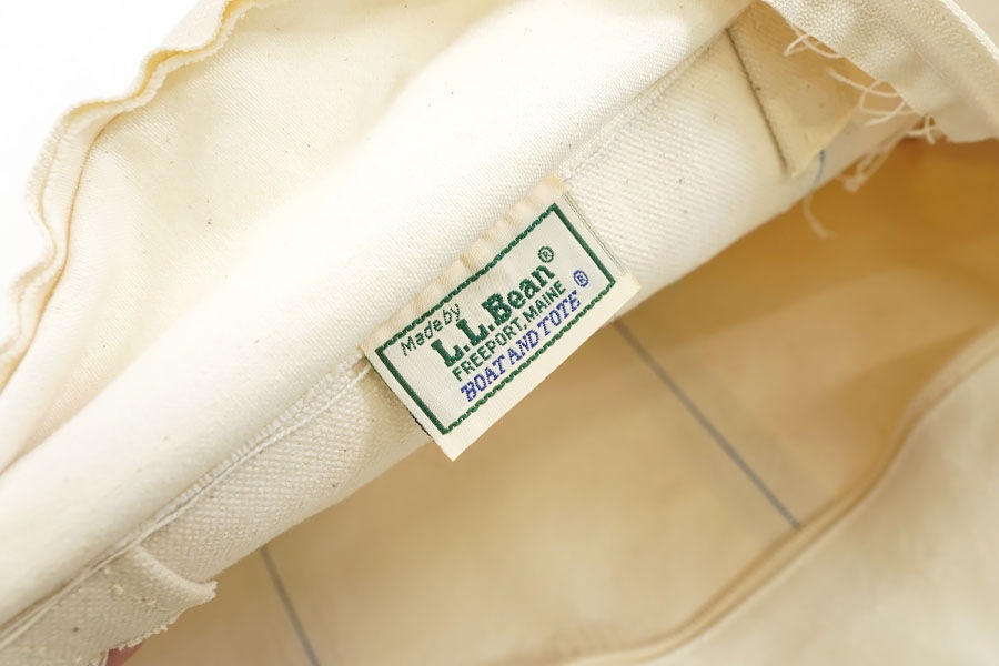 80's～ L.L.BEAN BOAT AND TOTE 生成り×グリーン ジッパータイプ