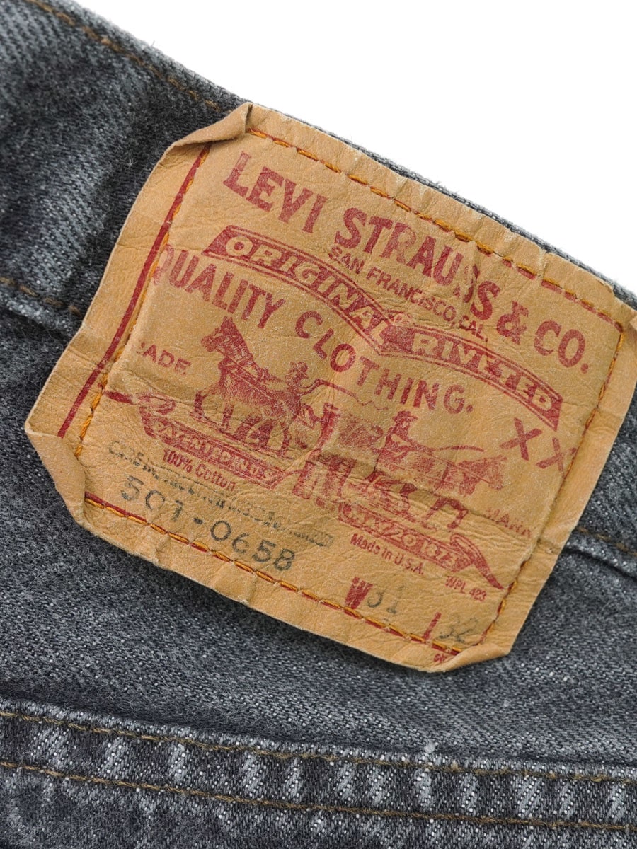 90's LEVI'S 501 先染めブラック デニムパンツ 実寸(W30.5 L30位) USA製
