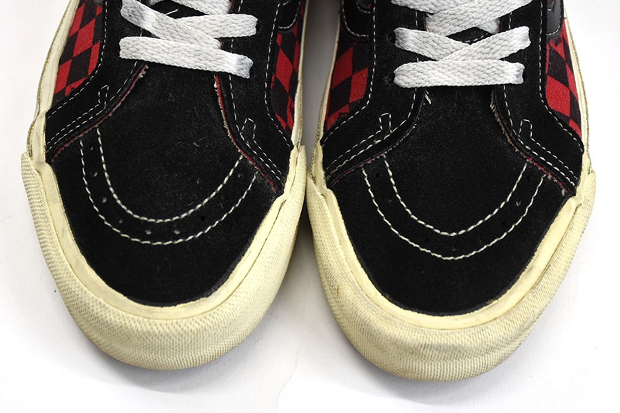80's VANS SK8-HI レッドｘブラック チェッカー 表記(7) USA製