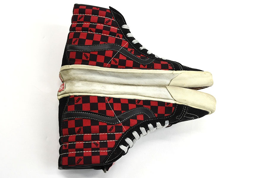 80's VANS SK8-HI レッドｘブラック チェッカー 表記(7) USA製