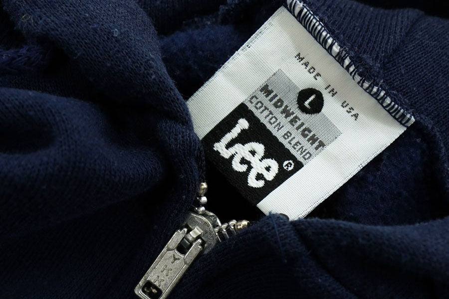 90'S LEE FULL ZIP SWEAT HOODIE NAVY (SIZE. LARGE) MADE IN USA