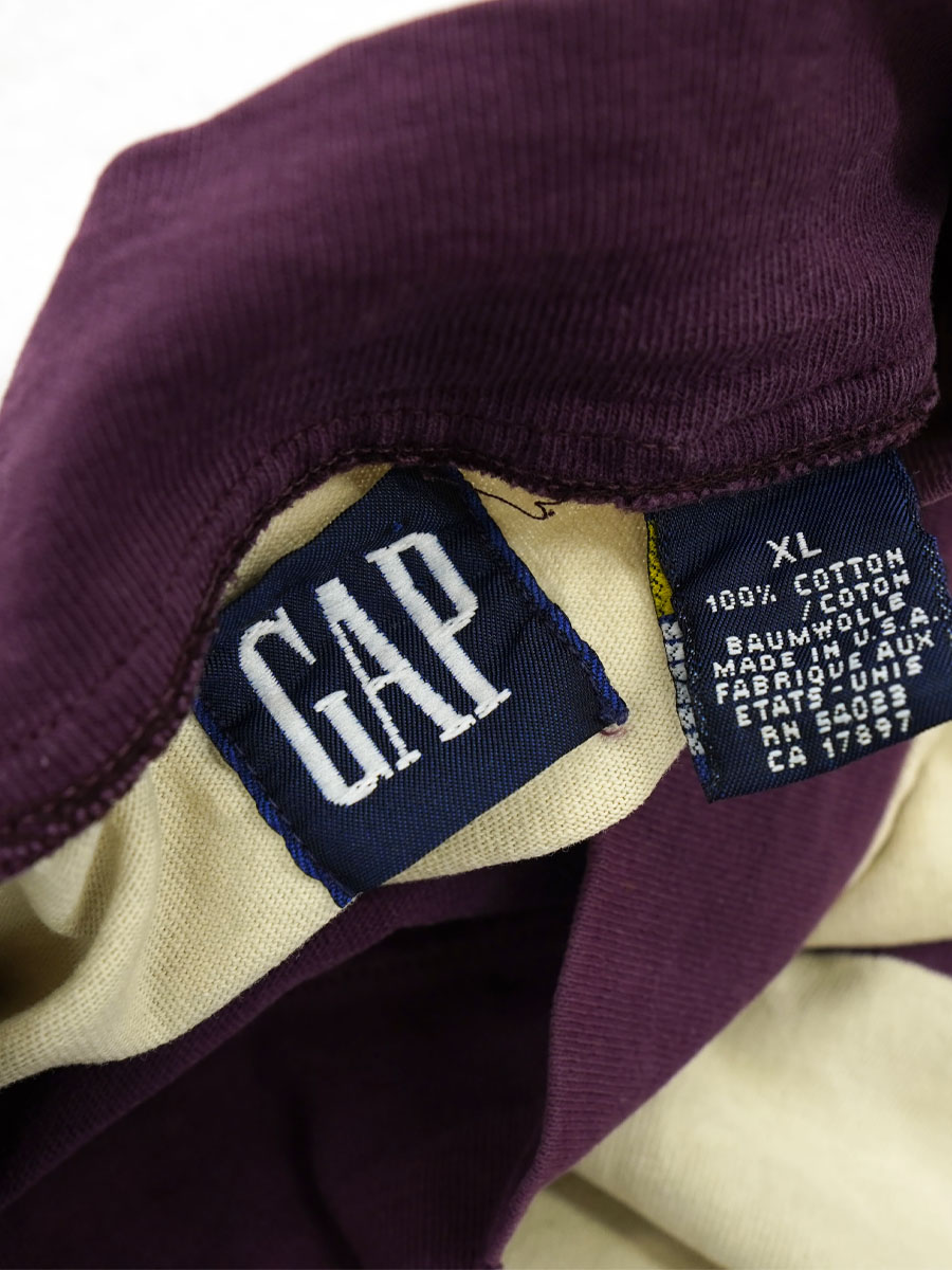 90's OLD GAP 100%コットン モックネック 太ボーダー カットソー 表記(XL) USA製
