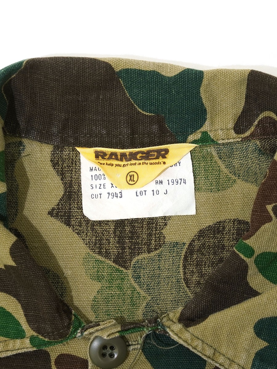 70's RANGER ダックハンターカモ ハンティングシャツジャケット 表記(XL) USA製 