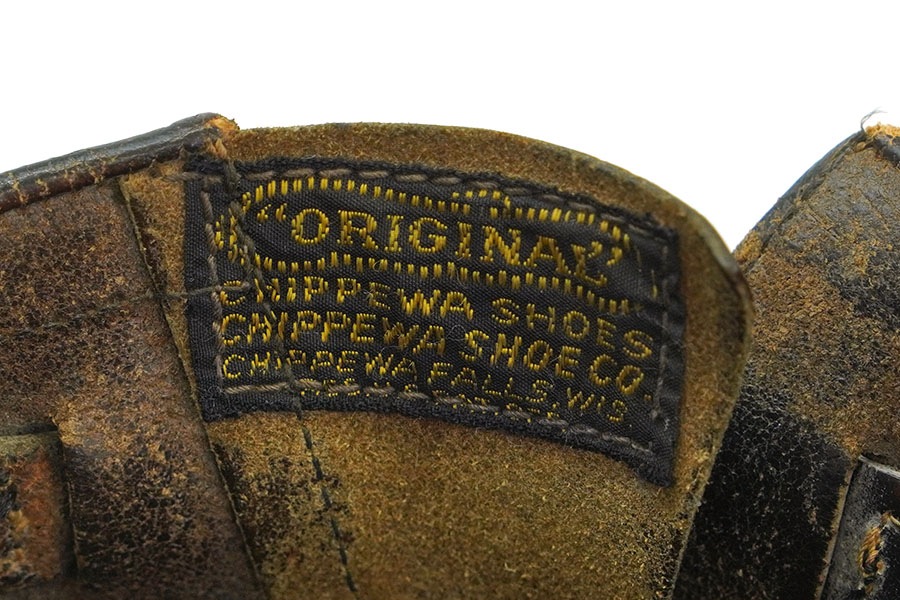 50's～ CHIPPEWA 縄タグ セパレートソール エンジニアブーツ ブラック 実寸(10位) 茶芯