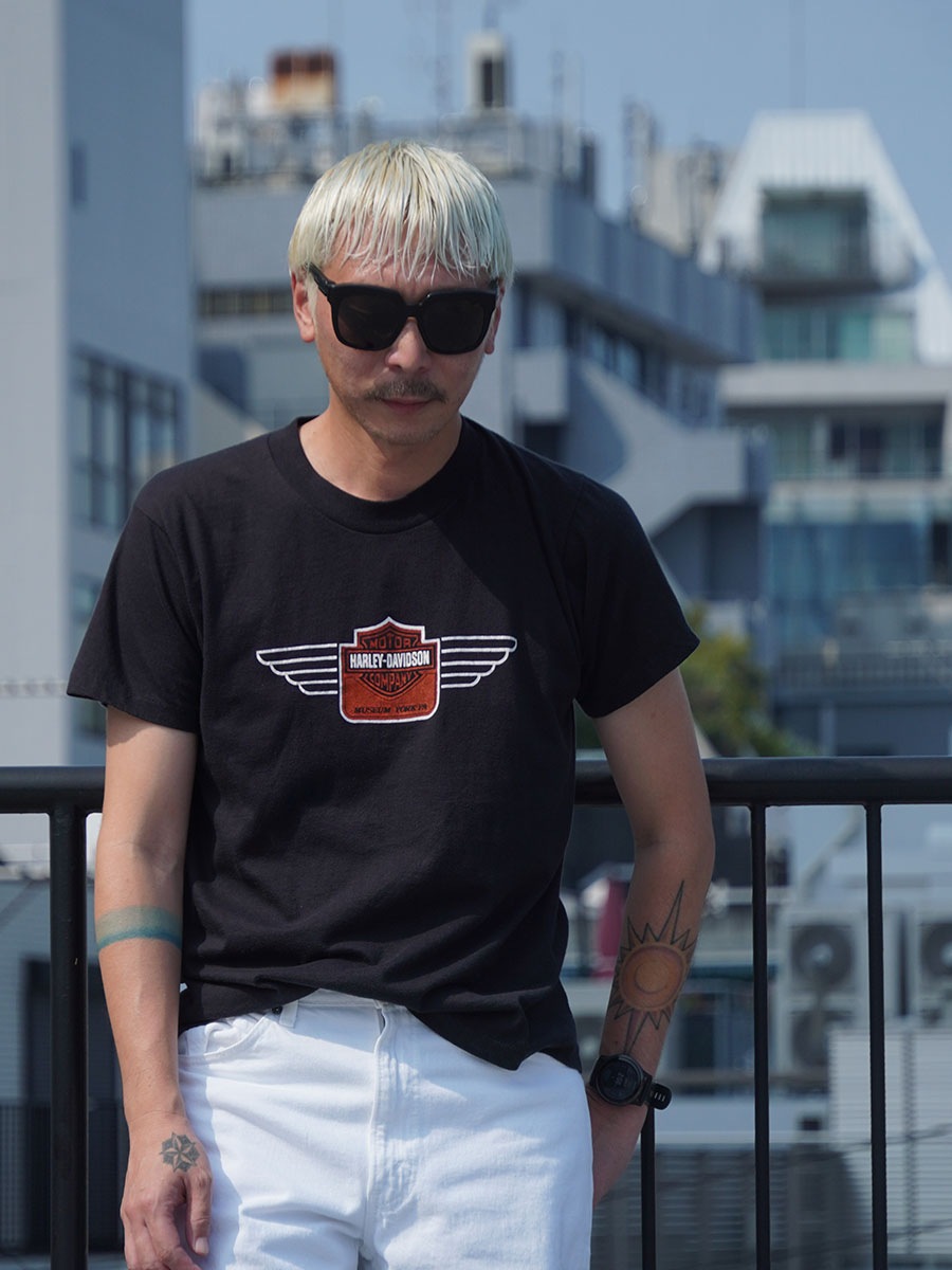 70's～ SCREEN STARS ハーレーダヴィッドソン 両面プリント Tシャツ 表記(L) 