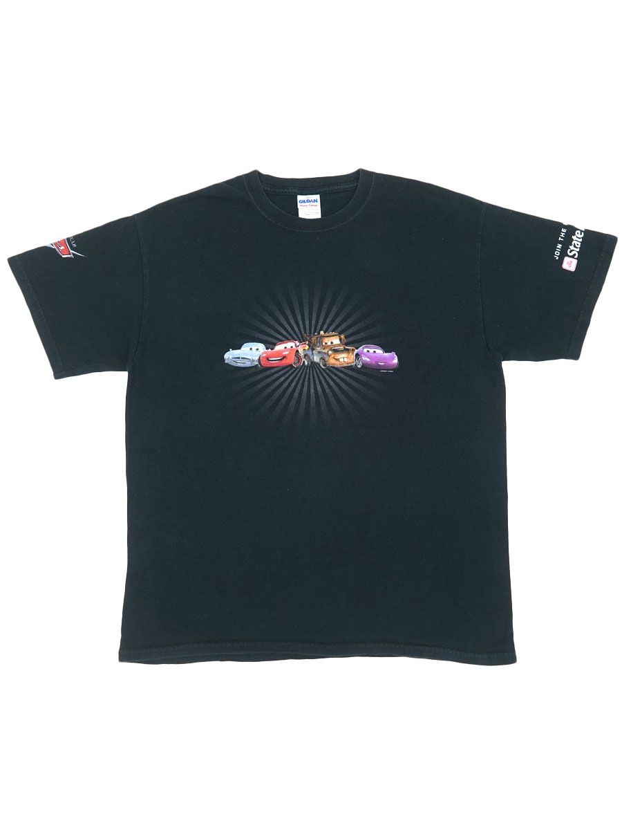 00's GILDAN ''カーズ2'' 両袖プリント入り Tシャツ ブラック 表記(L)